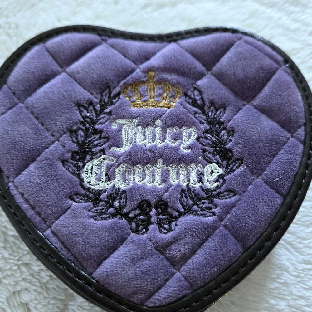 Juicy🍊 Couture Dusty Violet💜 Royal👑 Couture Heart🩷 Zip Around Coin Purse - Picture 3 of 16